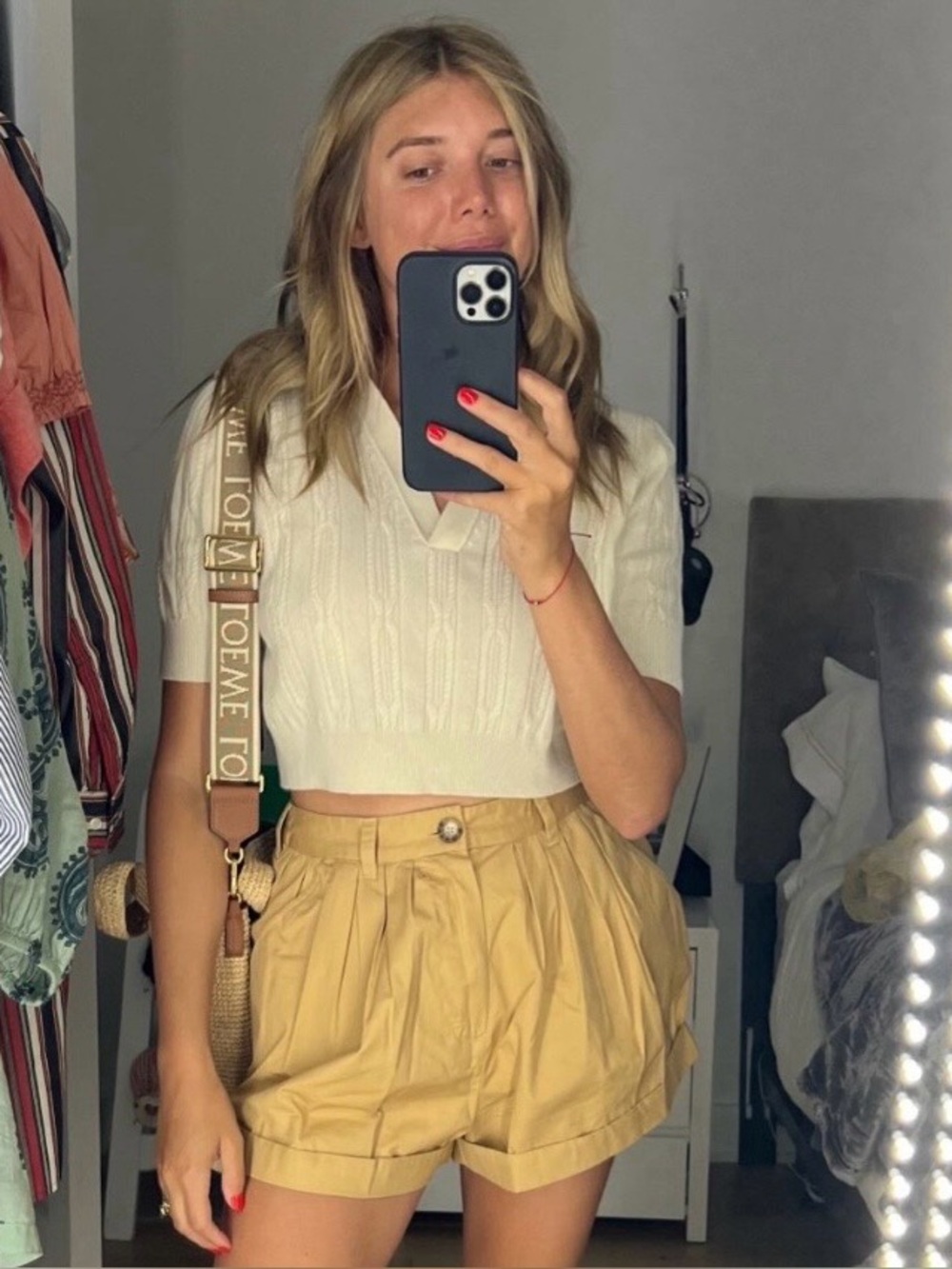 Doen Tan Khaki Pleated Paige Bubble Shorts SZ 0